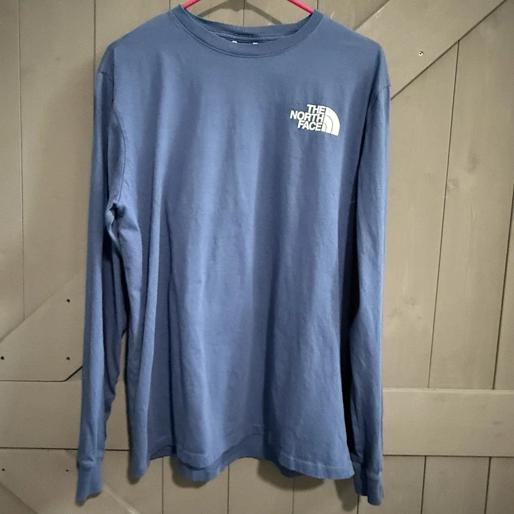 The Northface Men's Long Sleeve Blue Shirt Large - Never Stop Exploring Design